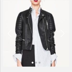Women’s Zara faux black leather jacket